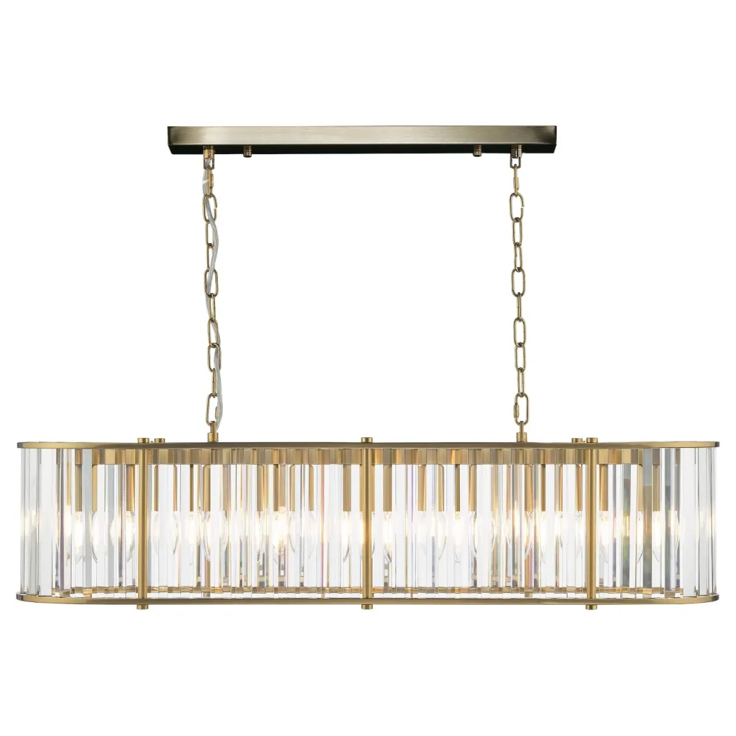 Kiran 7 Light Brass & Crystal Ceiling Pendant Bar