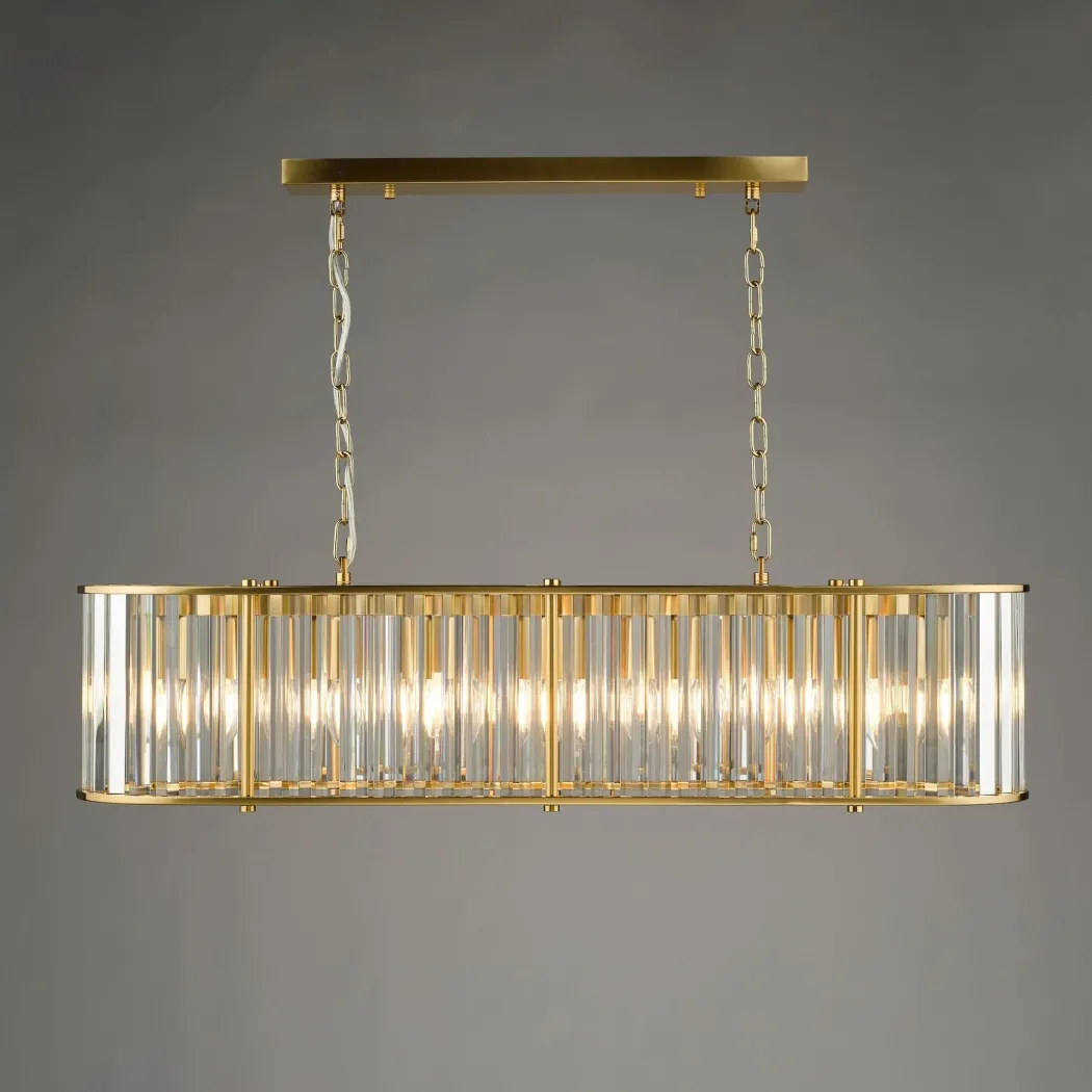 Kiran 7 Light Brass & Crystal Ceiling Pendant Bar