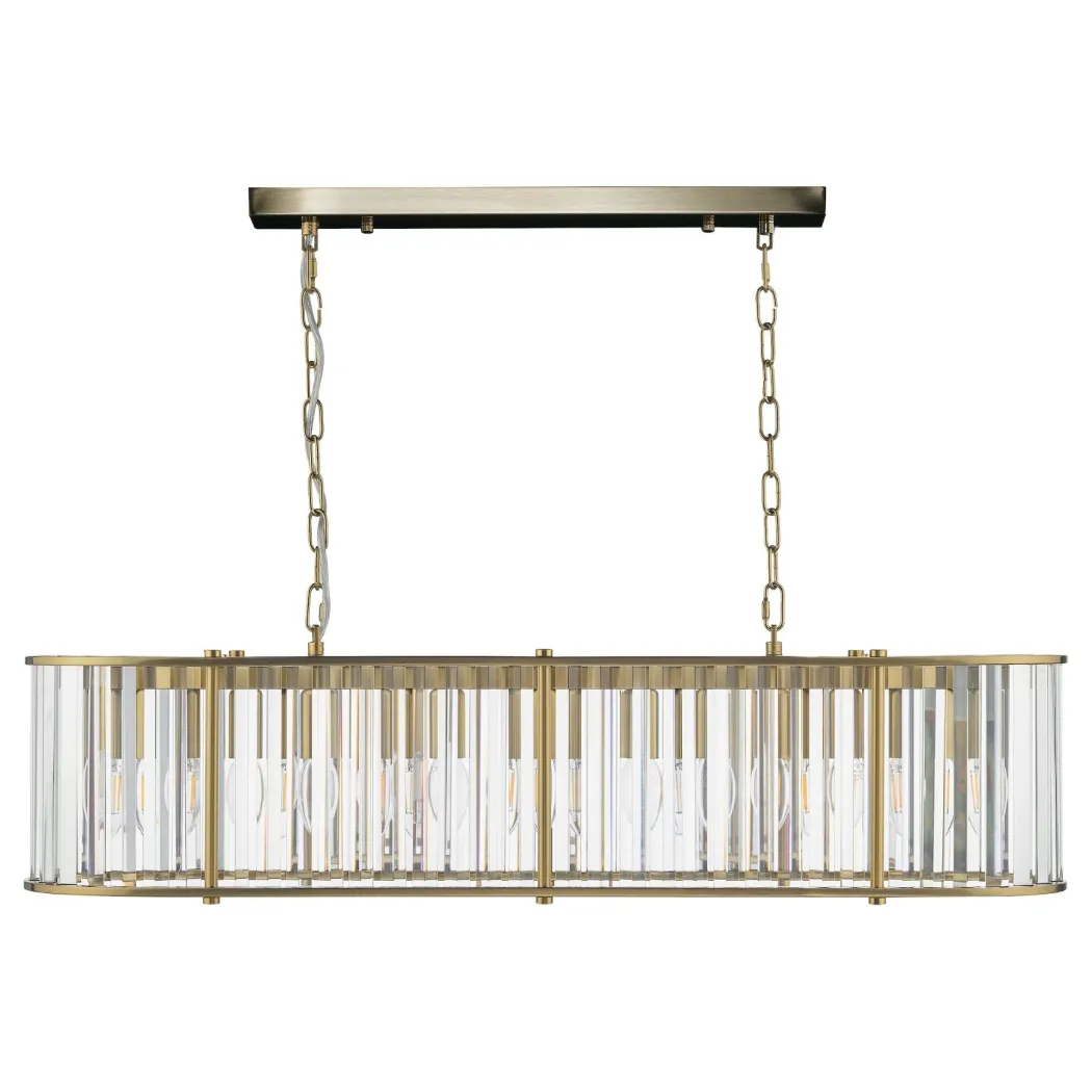 Kiran 7 Light Brass & Crystal Ceiling Pendant Bar