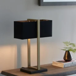 Kote Antique Brass & Black Table Lamp