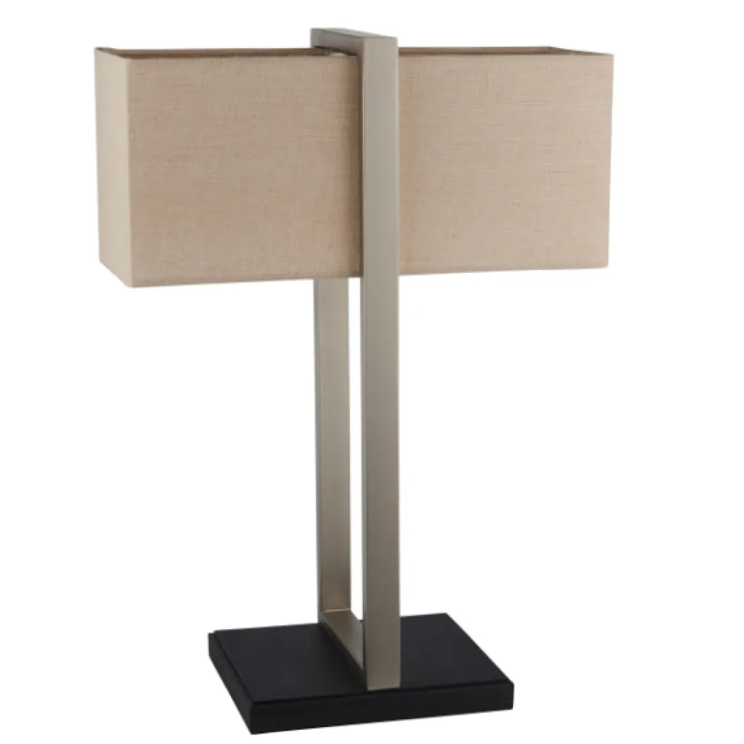 Kote Satin Nickel & Natural Table Lamp