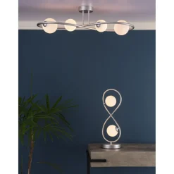 Lena 4 Light Matte Silver Semi Flush Ceiling Light