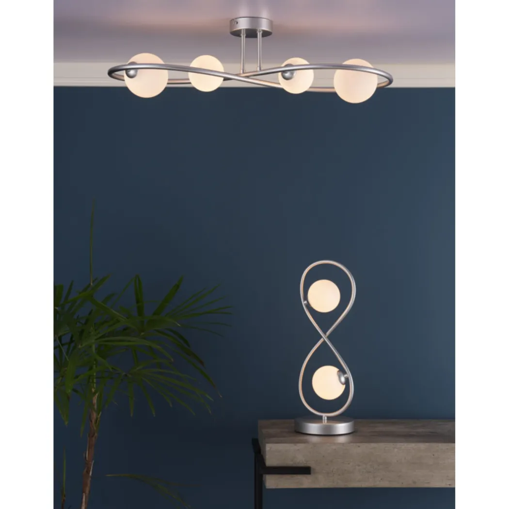 Lena 4 Light Matte Silver Semi Flush Ceiling Light