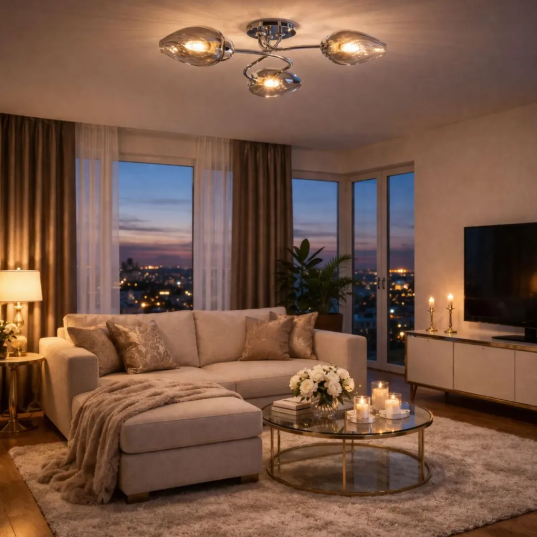 Lina 3-Light Chrome Flush Ceiling Light