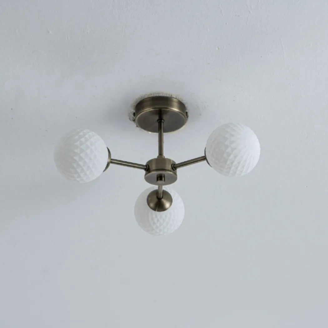 Lior 3-Light Antique Brass Semi-Flush Ceiling Light