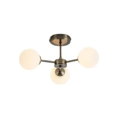 Lior 3-Light Antique Brass Semi-Flush Ceiling Light