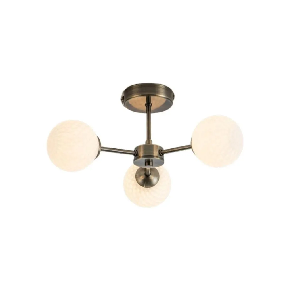 Lior 3-Light Antique Brass Semi-Flush Ceiling Light