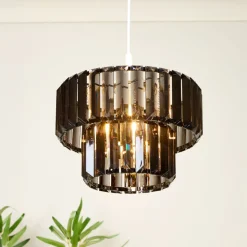 Lombard 2 Tiered Black Chrome Ceiling Pendant Shade