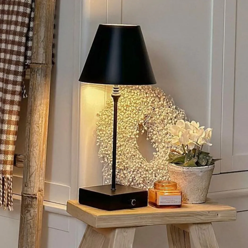 Lustre Black LED Rechargeable Table Lamp