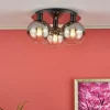 Lycia 3 Light Black & Ombre Glass Flush Ceiling Light
