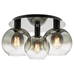 Lycia 3 Light Black & Ombre Glass Flush Ceiling Light