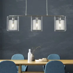 Mascardi 3 Light Chrome & Glass Ceiling Pendant Bar
