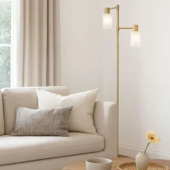Maya 2-Light Antique Brass Floor Lamp