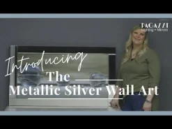 Metallic Silver Liquid Art with Mirrored Frame 67x117cm