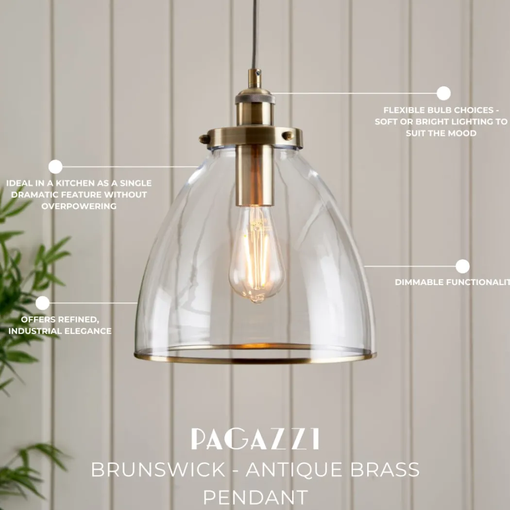 Morden 3 Light Antique Brass Semi Flush Ceiling Light