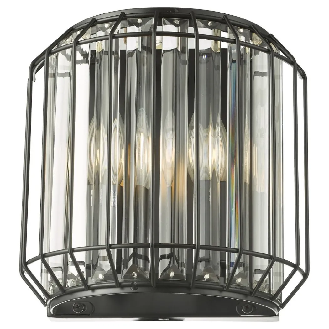 Naeva Matte Black and Crystal Wall Light