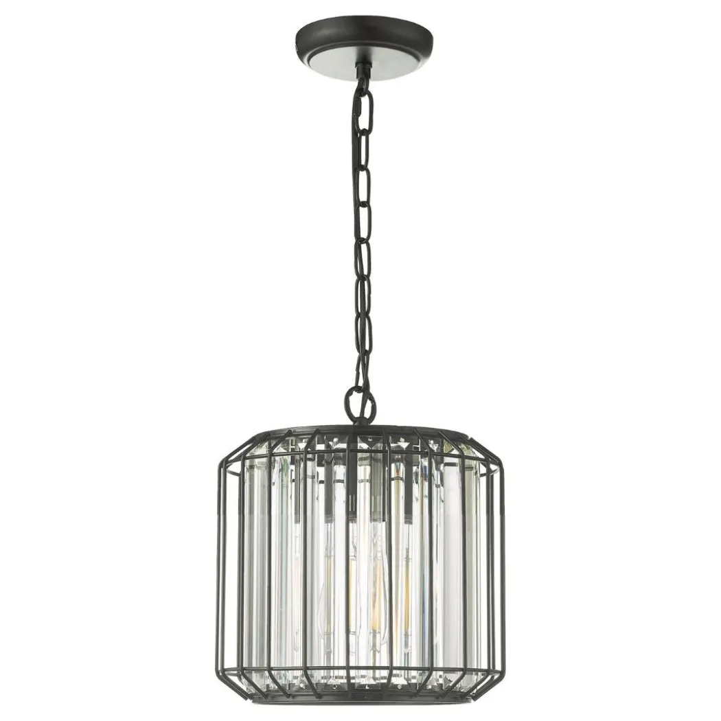 Naeva Satin Black and Crystal Ceiling Pendant