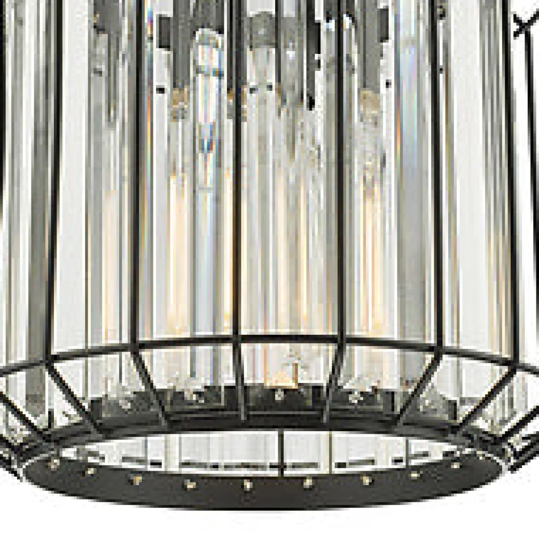 Naeva Satin Black and Crystal Ceiling Pendant