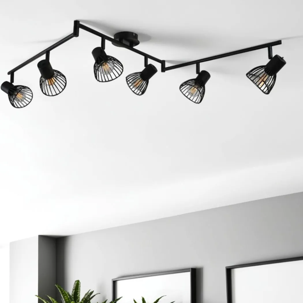Narciso 6 Light Split Bar Black Ceiling Light