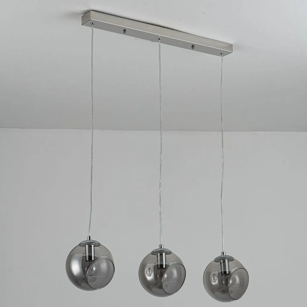 Nia Chrome Smoke 3-Light Pendant Bar