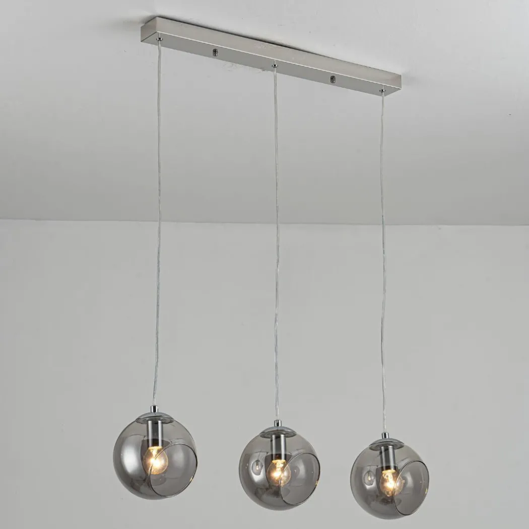 Nia Chrome Smoke 3-Light Pendant Bar