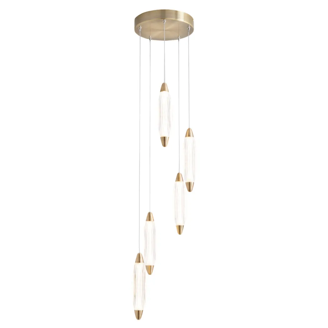 Nina 5-Light LED Cascade Antique Brass Pendant