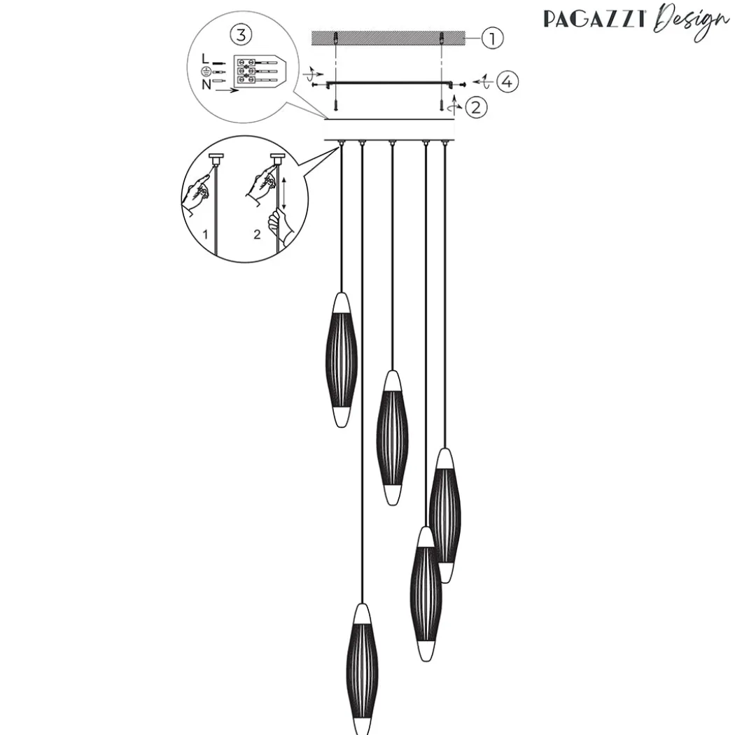 Nina 5-Light LED Cascade Antique Brass Pendant