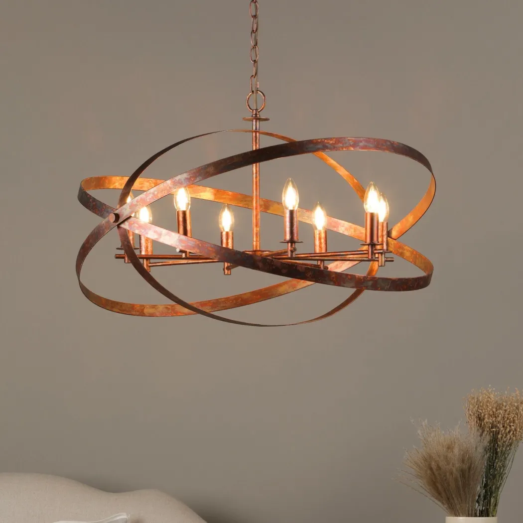 Nitya 8 Light Mottled Copper Pendant Ceiling Light