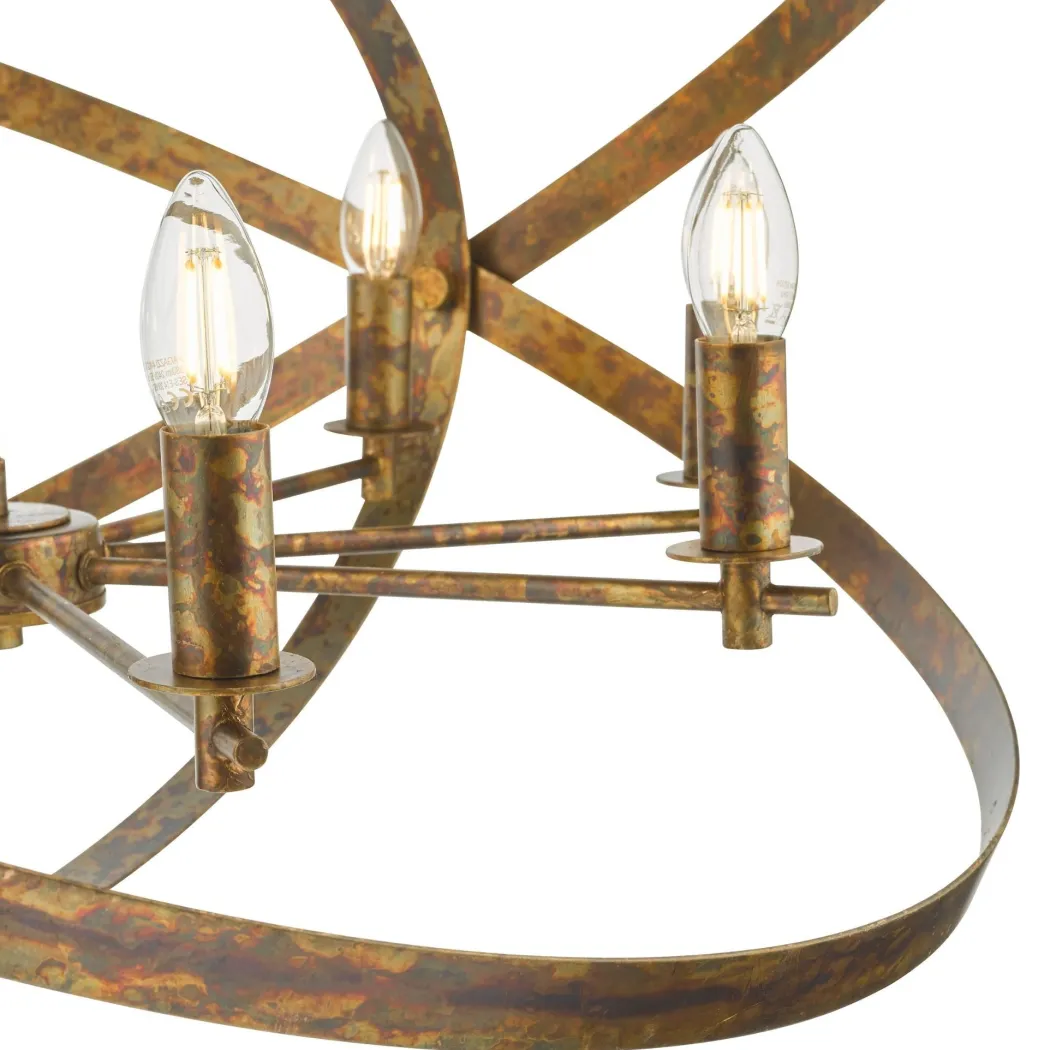 Nitya 8 Light Mottled Copper Pendant Ceiling Light
