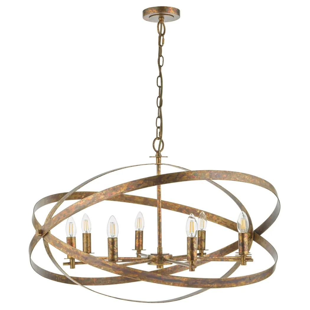 Nitya 8 Light Mottled Copper Pendant Ceiling Light