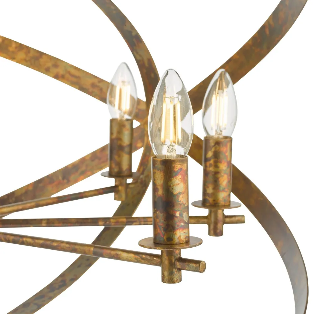 Nitya 8 Light Mottled Copper Pendant Ceiling Light