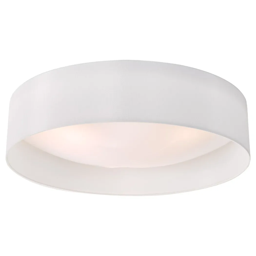 Nysa 3 Light Flush White Faux Silk Ceiling Light