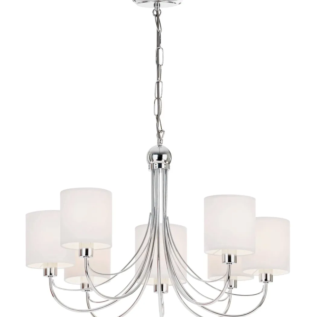 Phantom 7 Light Chrome & White Pendant Chandelier Ceiling Light