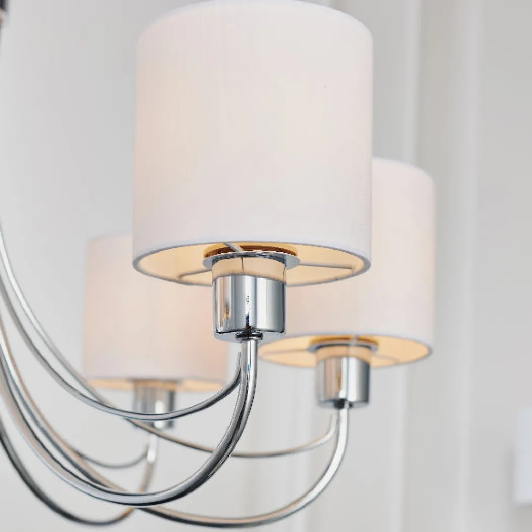 Phantom 7 Light Chrome & White Pendant Chandelier Ceiling Light