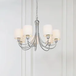 Phantom 7 Light Chrome & White Pendant Chandelier Ceiling Light