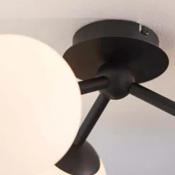 Pulsa Semi Flush Matt Black Ceiling Light IP44