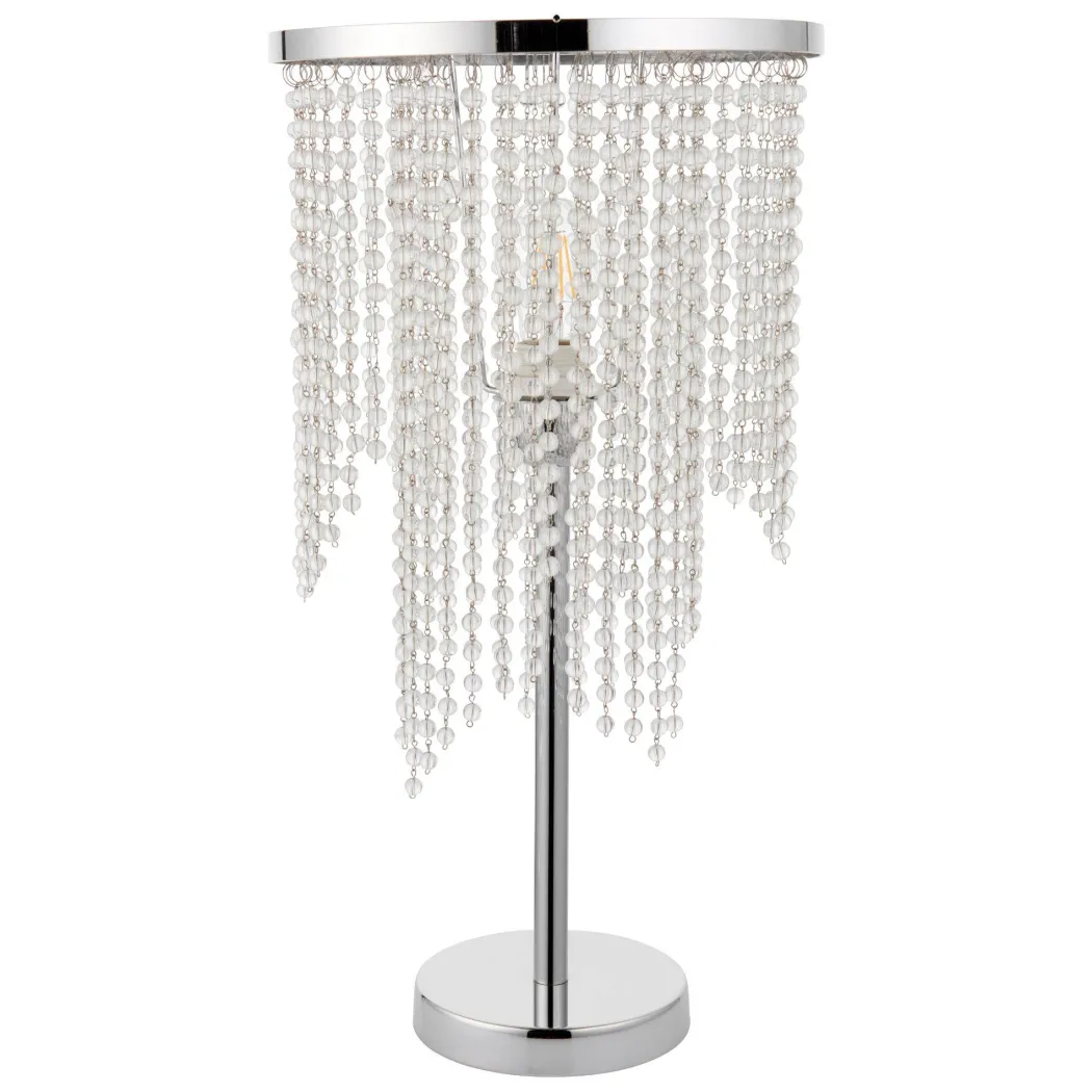 Rain Polished Chrome Table Lamp with Glass Droplets