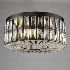 Relena 4 Light Black & Crystal Flush Ceiling Light