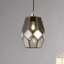Ripley Antique Brass and Smoked Glass Easy-Fit Pendant Shade