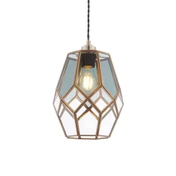 Ripley Antique Brass and Smoked Glass Easy-Fit Pendant Shade