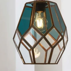 Ripley Antique Brass and Smoked Glass Easy-Fit Pendant Shade