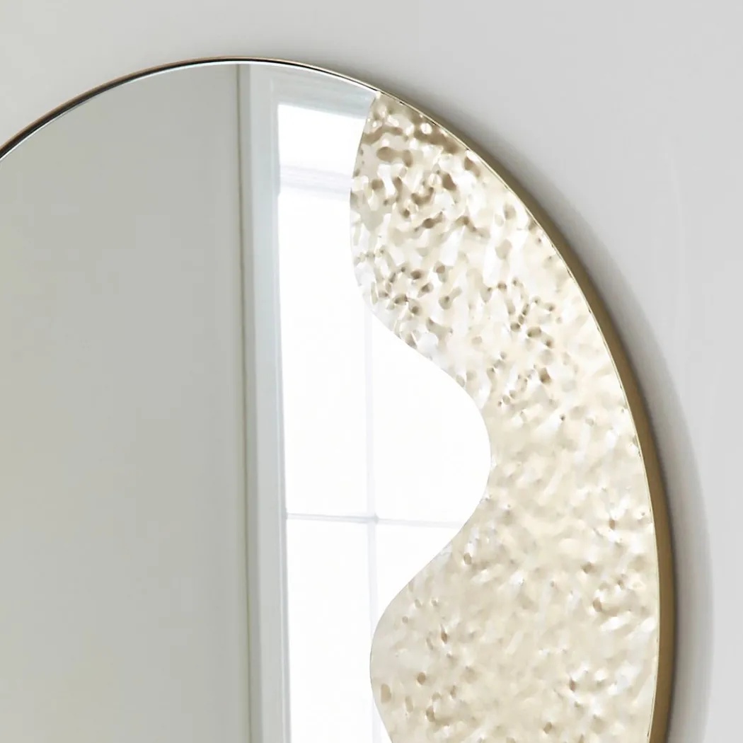 Ripple Antique Brass Round Mirror