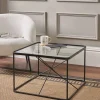 Roxy Glass & Black Metal Coffee Table