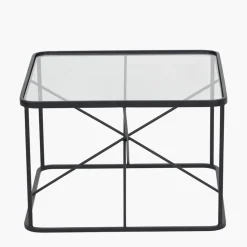 Roxy Glass & Black Metal Coffee Table