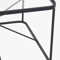 Roxy Glass & Black Metal Coffee Table