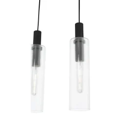 Ruben 6 Light Satin Black and Ribbed Glass Pendant Ceiling Bar