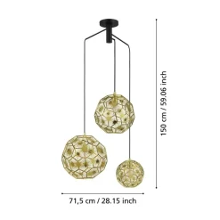 Skoura 3 Light Gold Ceiling Pendant