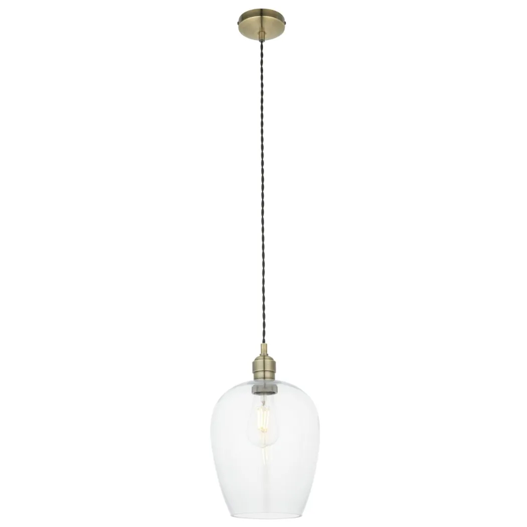 Stourton Antique Brass & Glass Pendant Ceiling Light