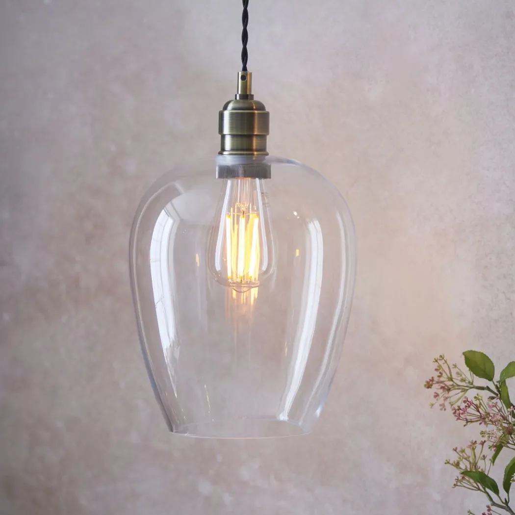 Stourton Antique Brass & Glass Pendant Ceiling Light