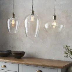 Stourton Antique Brass & Glass Bowl Pendant Ceiling Light